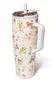 40 oz water bottle with handle, with pink and yellow flowers all over 