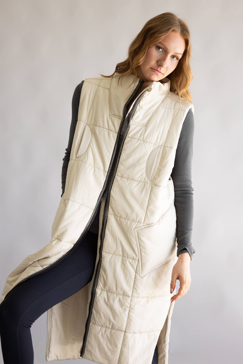 FP Movement On The Move Packable Puffer Vest for Women in Muted Beige