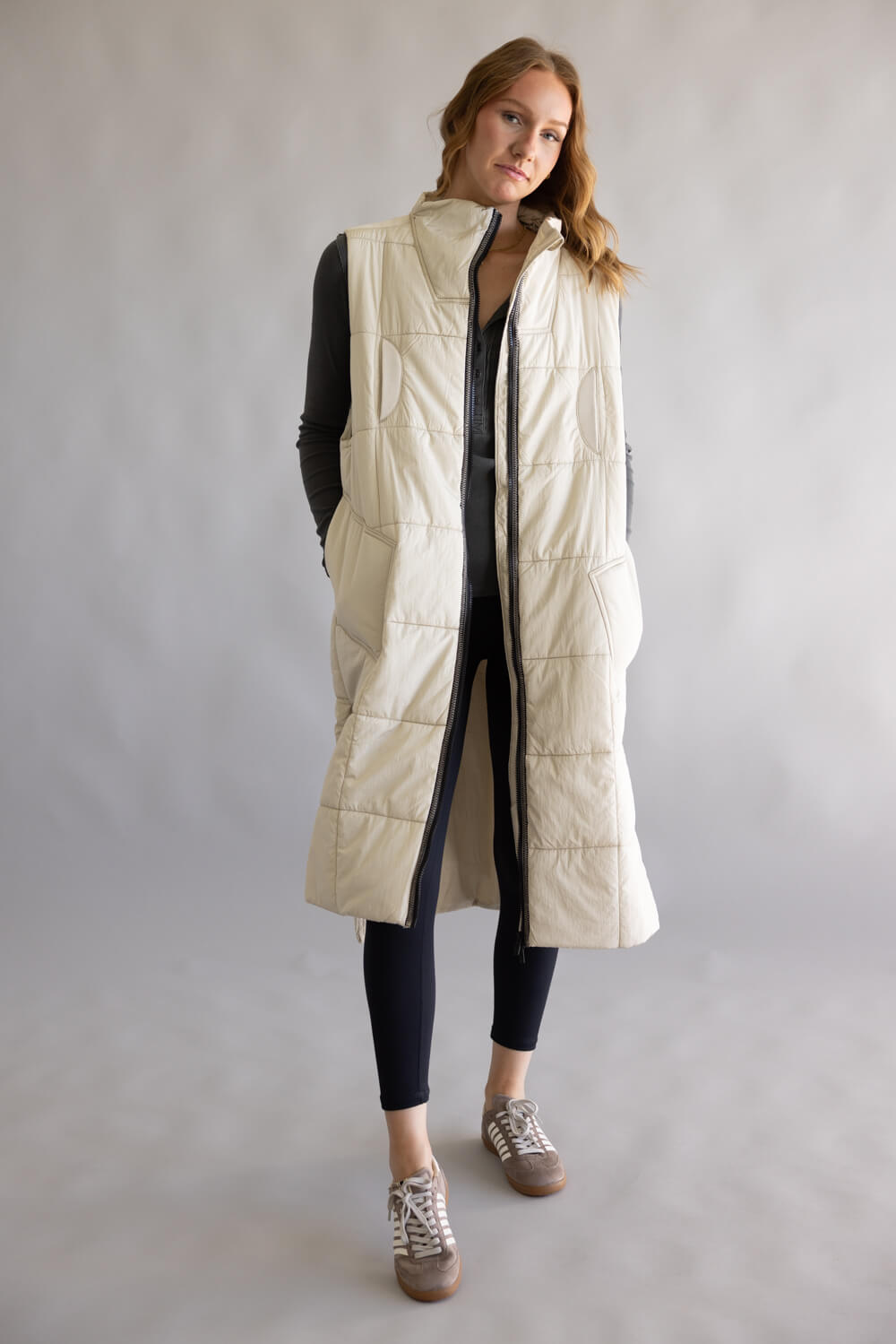 FP Movement On The Move Packable Puffer Vest for Women in Muted Beige
