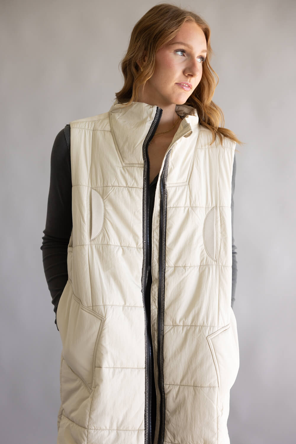 FP Movement On The Move Packable Puffer Vest for Women in Muted Beige