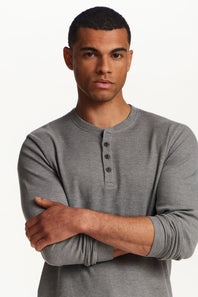 Weatherproof Vintage Long Sleeve Jersey Henley Shirt for Men in Gunmetal | F2631903GK-GUNMETAL