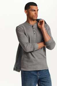 Weatherproof Vintage Long Sleeve Jersey Henley Shirt for Men in Gunmetal | F2631903GK-GUNMETAL