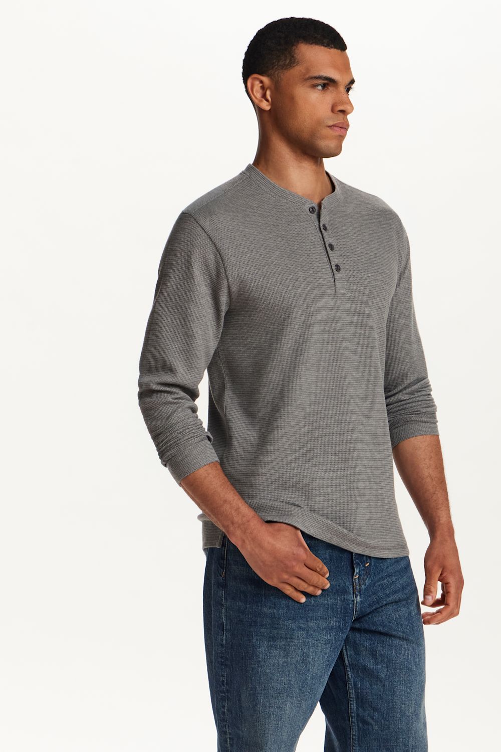 Weatherproof Vintage Long Sleeve Jersey Henley Shirt for Men in Gunmetal | F2631903GK-GUNMETAL