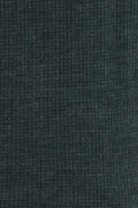 A close-up of a dark charcoal gray textured fabric with a fine woven grid pattern.