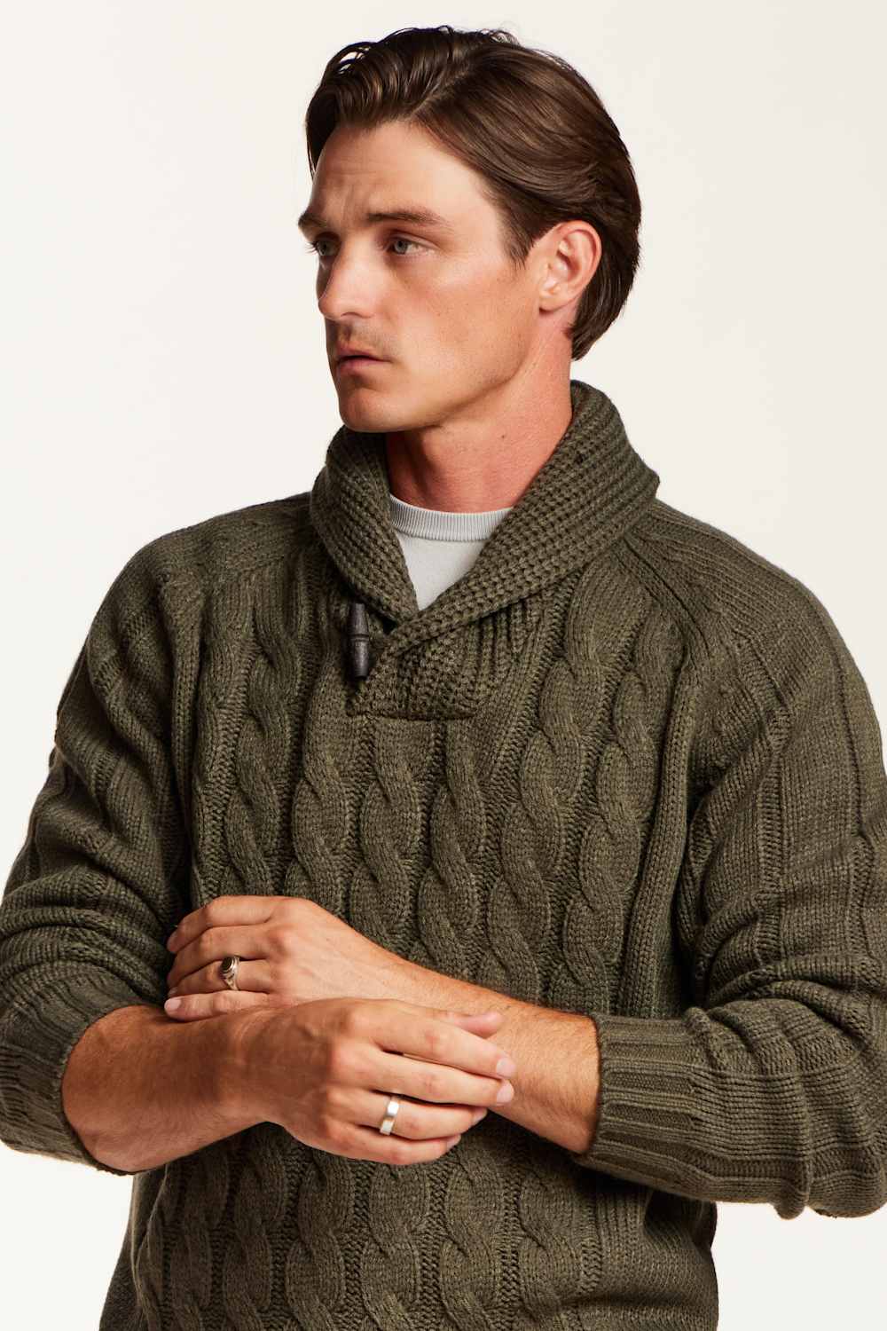 Weatherproof Vintage Fisherman Toggle Neck Sweater for Men in Kambaba Olive | F2640942GK-KAMBABAOLIVE