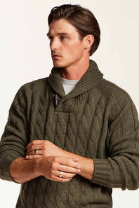Weatherproof Vintage Fisherman Toggle Neck Sweater for Men in Kambaba Olive | F2640942GK-KAMBABAOLIVE