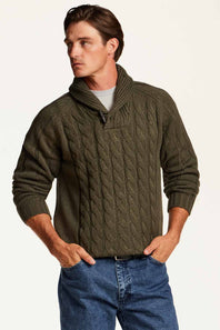 Weatherproof Vintage Fisherman Toggle Neck Sweater for Men in Kambaba Olive | F2640942GK-KAMBABAOLIVE
