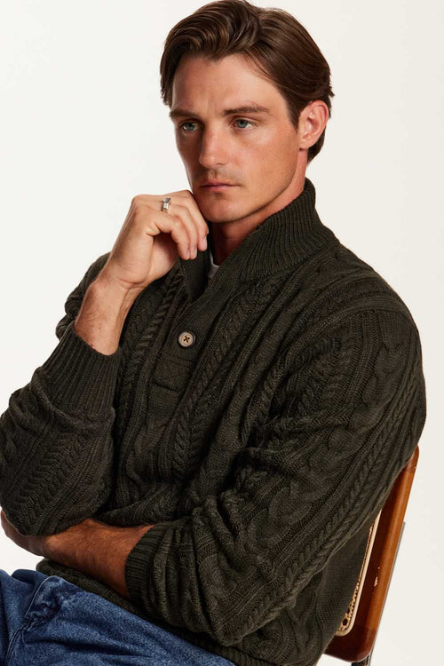 green sweater man wearing 