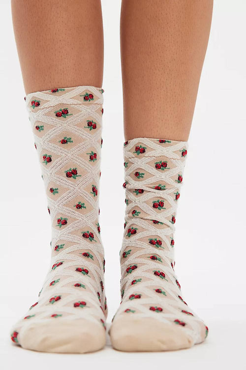 white socks with pattern