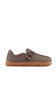 Mocha brown fuzzy felt clog slip on shoe, with buckle strap detailing 