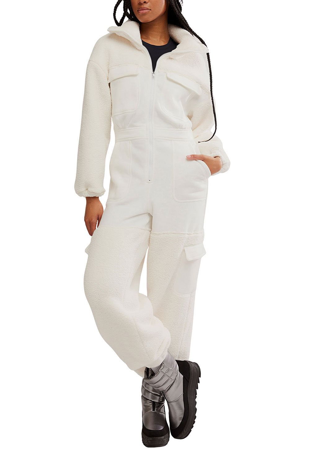 FP Movement Salopette Fleece Coverall for Women in Ivory