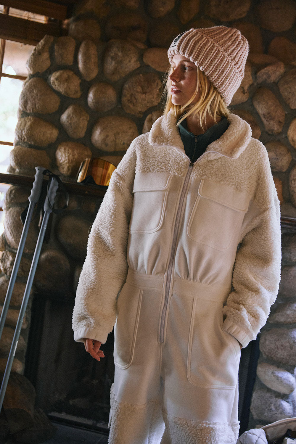 FP Movement Salopette Fleece Coverall for Women in Ivory