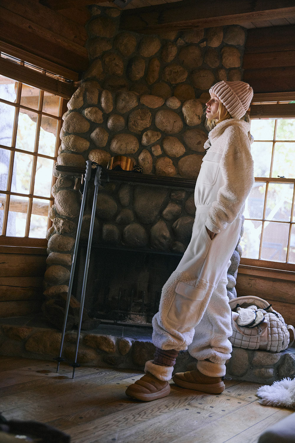 FP Movement Salopette Fleece Coverall for Women in Ivory