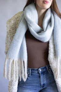  Free People Winter Chill Blanket Scarf for Women in Blue