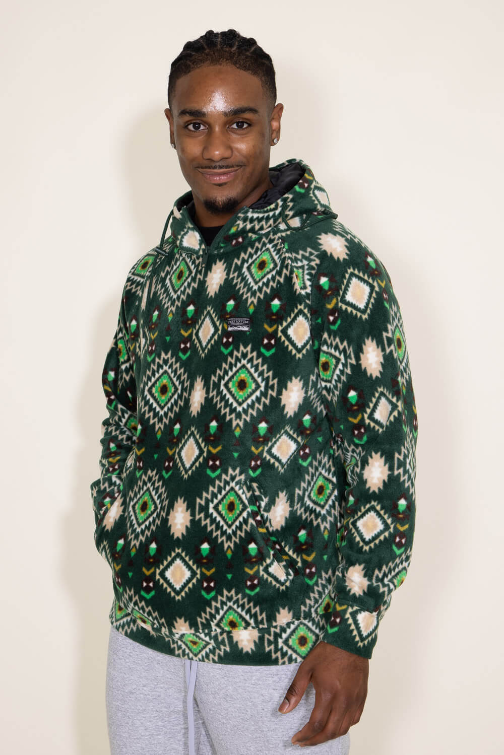 Aztec All Over Print Hoodie for Men in Green