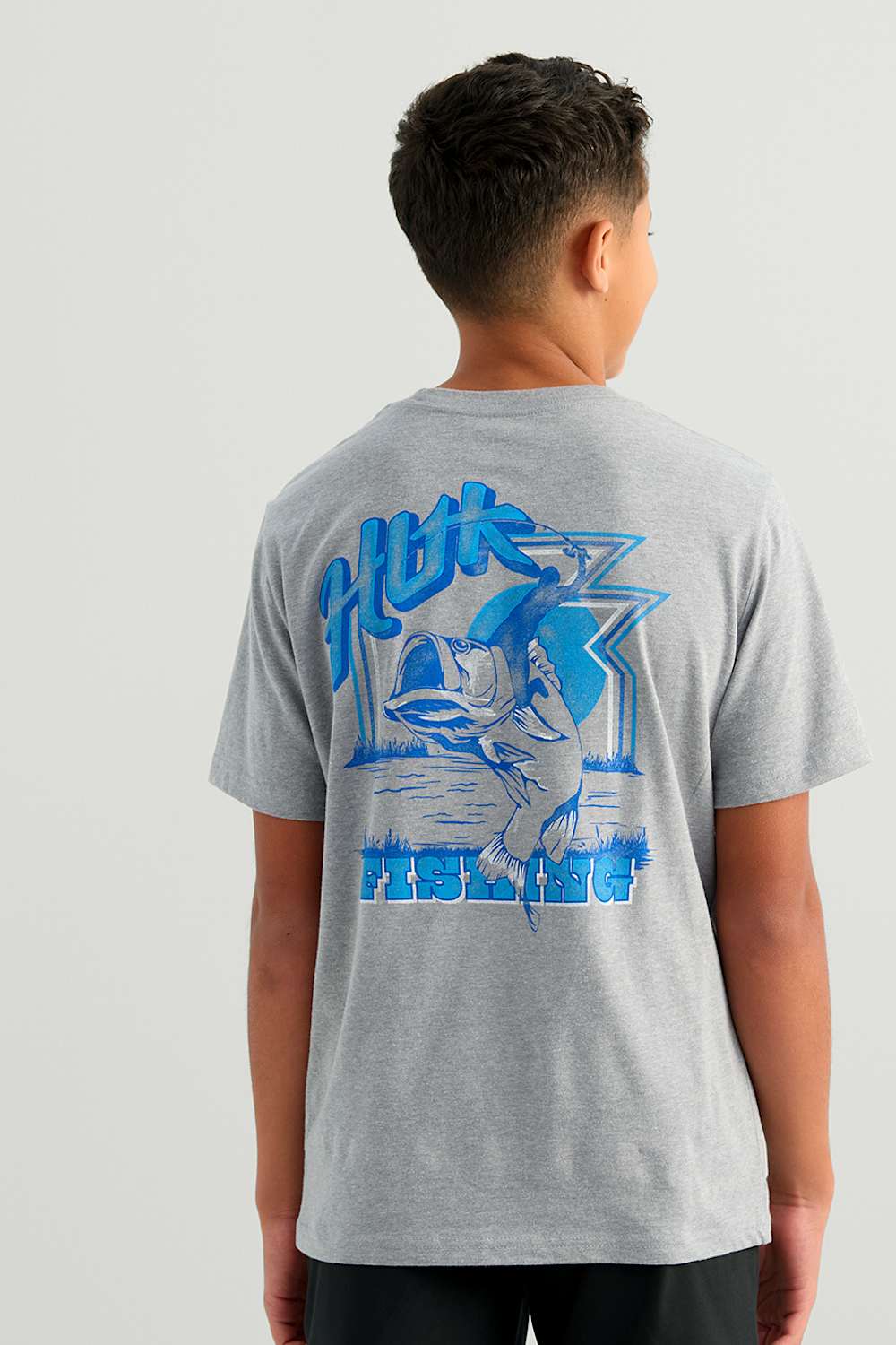 Huk Rodeo Bass T-Shirt for Boys in Grey