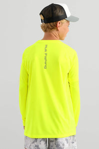 Huk Fishing Youth Pursuit Performance Crew T-Shirt for Boys in Yellow
