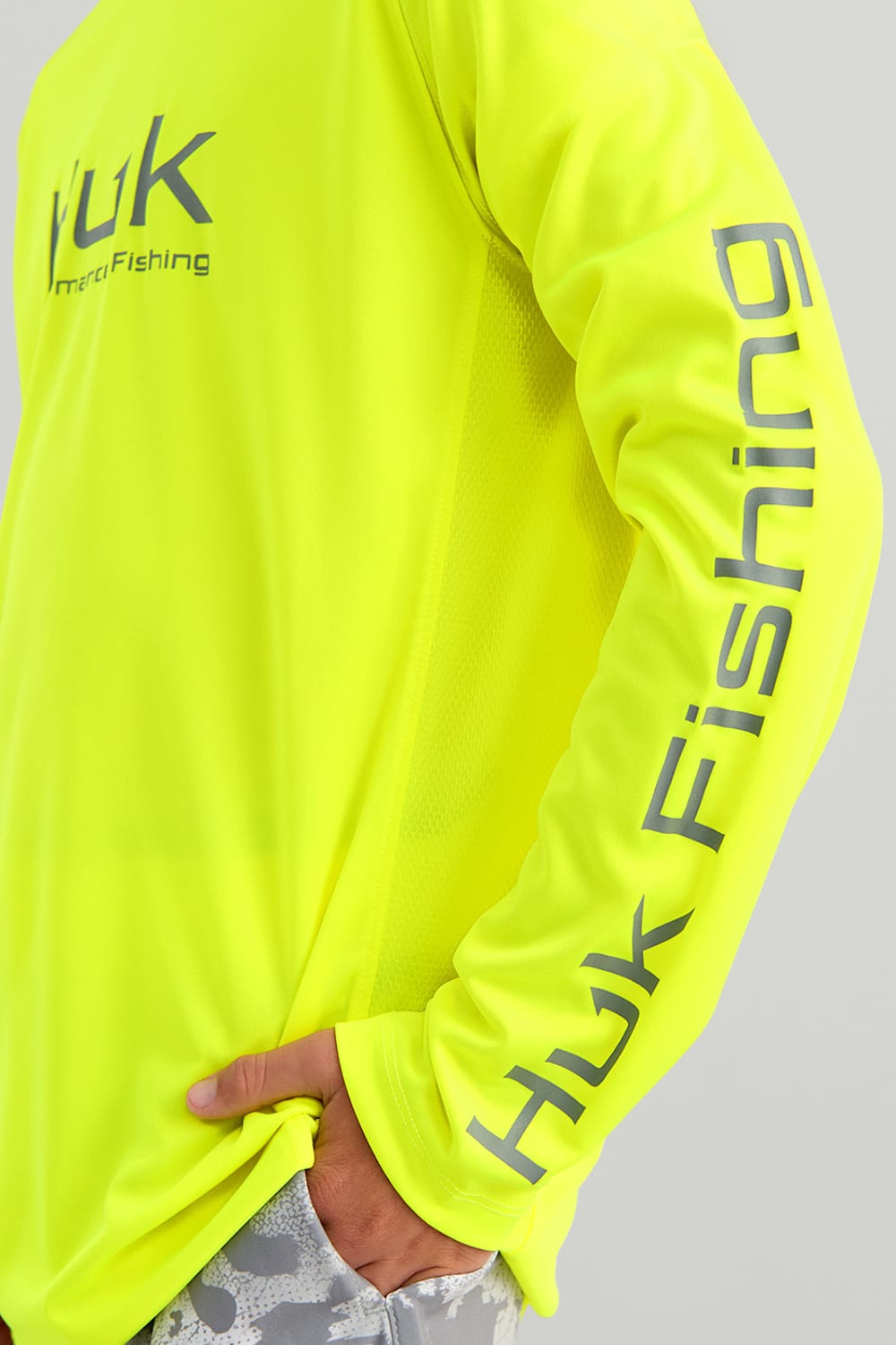 Huk Fishing Youth Pursuit Performance Crew T-Shirt for Boys in Yellow