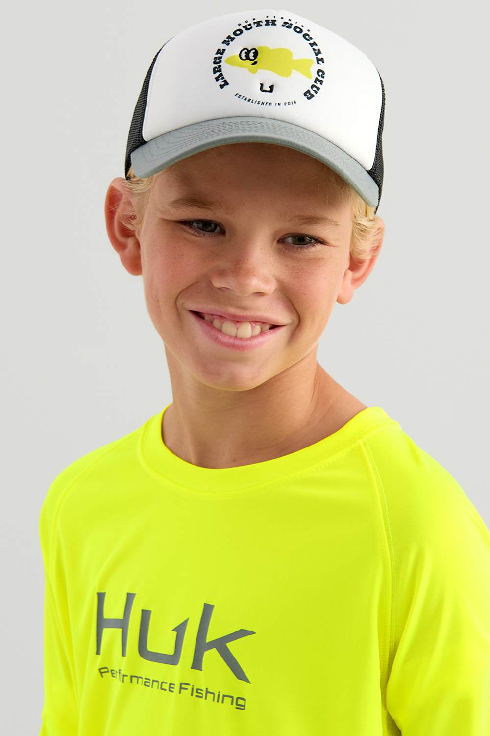 Huk Fishing Youth Pursuit Performance Crew T-Shirt for Boys in Yellow