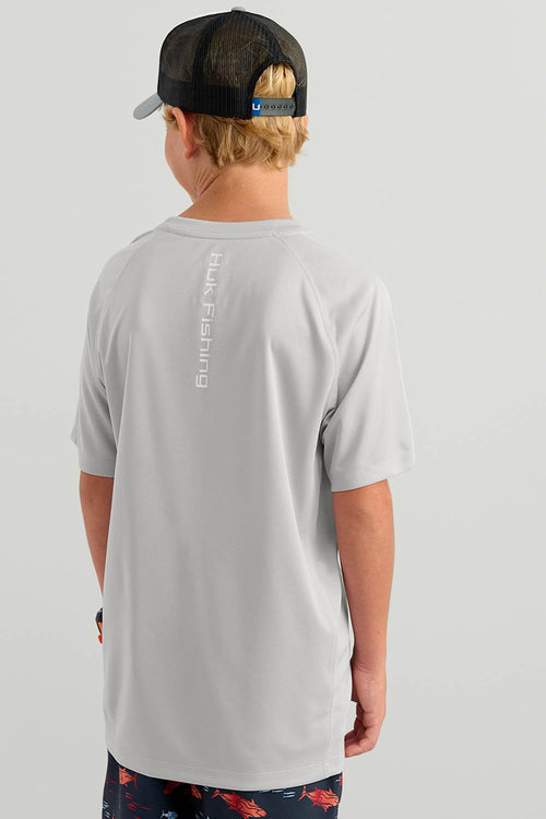 Huk Fishing Pursuit T-Shirt for Kids in Grey