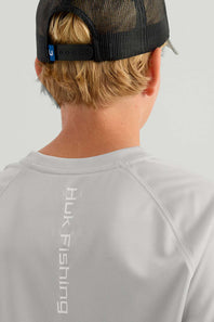 Huk Fishing Pursuit T-Shirt for Kids in Grey