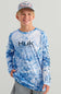  Huk Fishing Youth Pursuit Mossy Oak Crew T-Shirt for Boys in Blue 