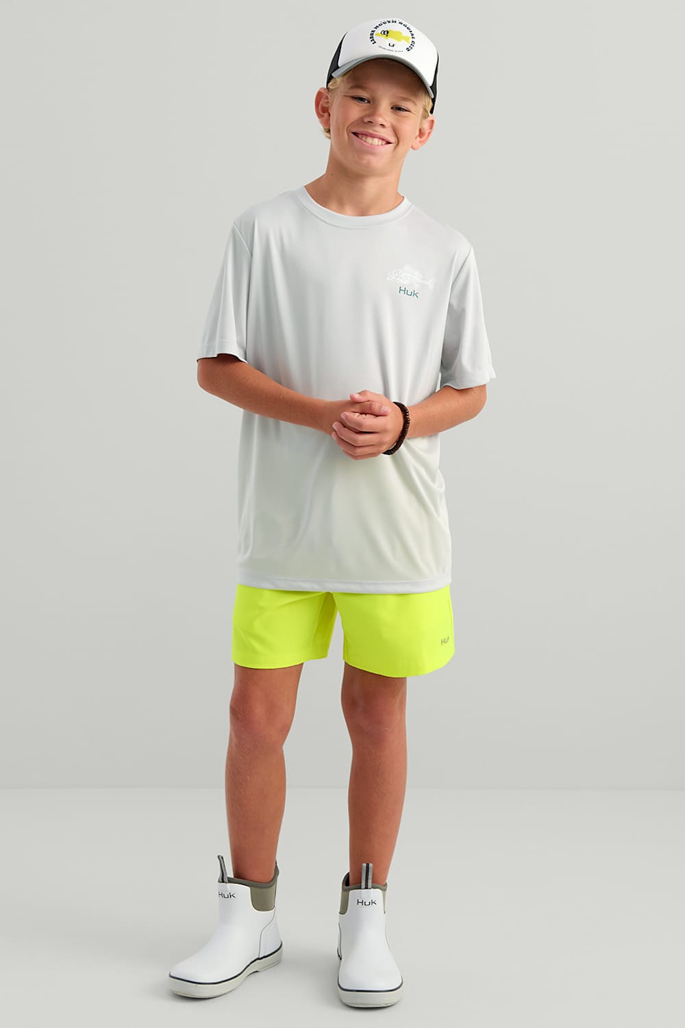 Huk Fishing Youth Pursuit Performance T-Shirt for Boys in Seagull Grey
