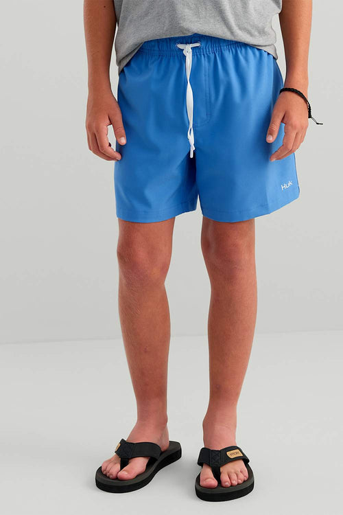 Huk Fishing Youth Pursuit Volley Shorts for Boys in Blue