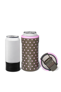 trio with lid brown with pink dots 