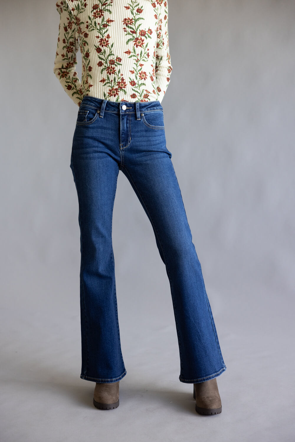 JBD Low Rise Flare Jeans for Women | DP684-DARKDENIM – Glik's