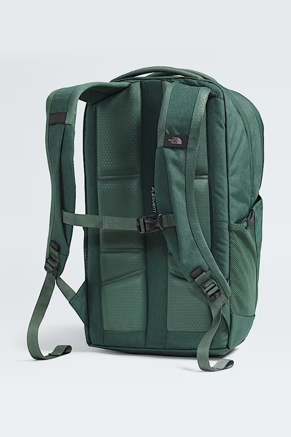 Green backpack on a white background