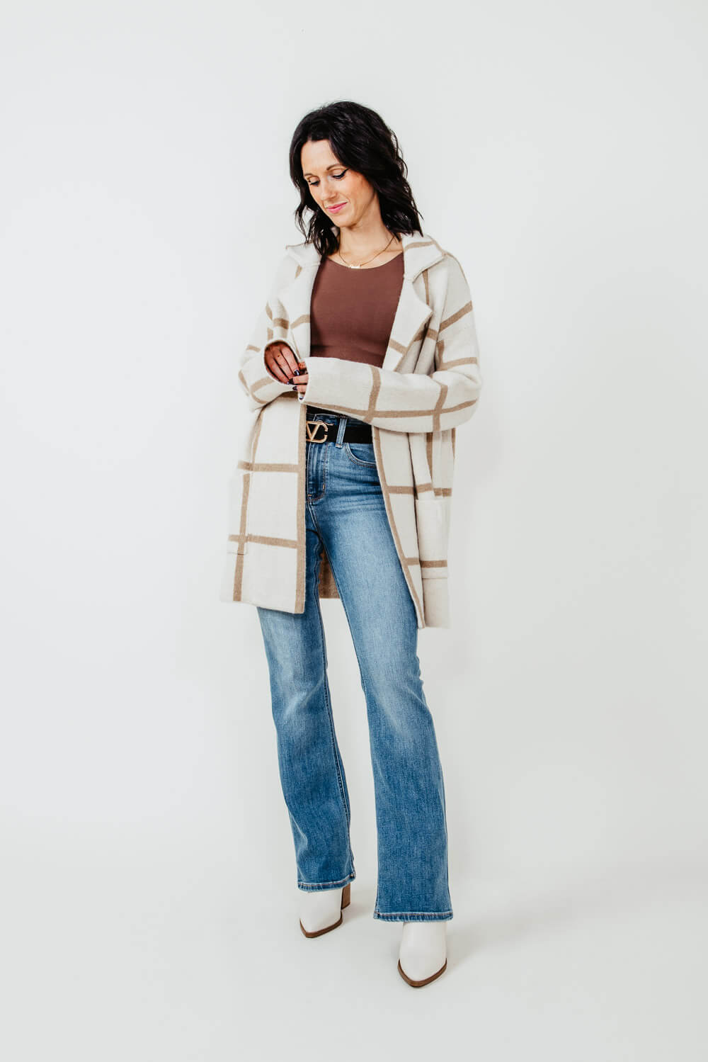 【COLOR iN ID】Blue black span bootcut jeans Barbara Bootcut Jeans In Plus Size With Side Slits - Olympus