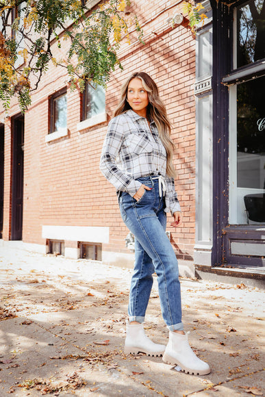 Judy Blue Jeans High Rise Elastic Drawstring Cuffed Denim Jogger for Women