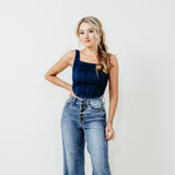  Judy Blue High Rise Distressed Button Fly Wide Leg Cropped Jeans for Women