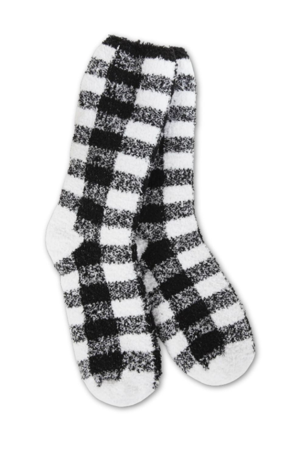 Worlds Softest Fireside Plaid Socks for Women in Black/White  | 76446
