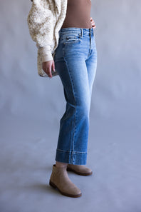 KanCan High Rise Crop Wide Leg Jeans for Women 