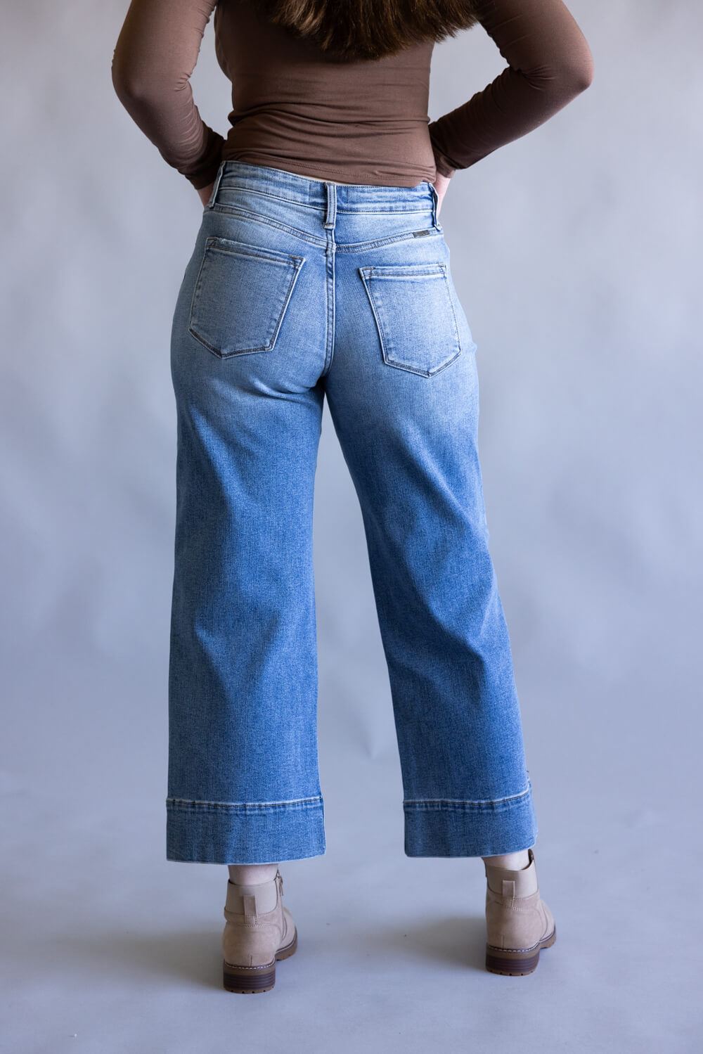 KanCan High Rise Crop Wide Leg Jeans for Women 