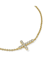 Kendra Scott Cross Gold Crystal Delicate Chain Bracelet in White CZ | 9608805247
