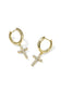 Kendra Scott Cross Gold Crystal Huggie Earrings in White CZ | 9608805245