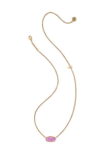 A delicate gold chain necklace featuring an oval pink gemstone pendant, displayed on a clean white background.
