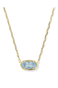 Kendra Scott Elisa Luxe Gold Short Pendant Necklace in Light Blue CZ | 9608890942