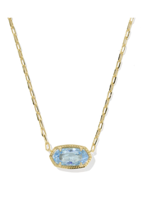 Kendra Scott Elisa Luxe Gold Short Pendant Necklace in Light Blue CZ
