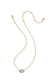 Kendra Scott Elisa Luxe Gold Short Pendant Necklace in Light Blue CZ | 9608890942