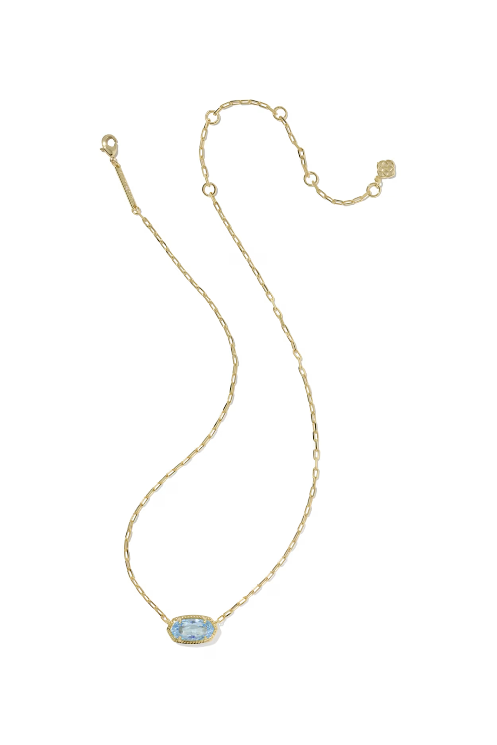 Kendra Scott Elisa Luxe Gold Short Pendant Necklace in Light Blue CZ