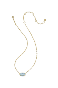 Kendra Scott Elisa Luxe Gold Short Pendant Necklace in Light Blue CZ