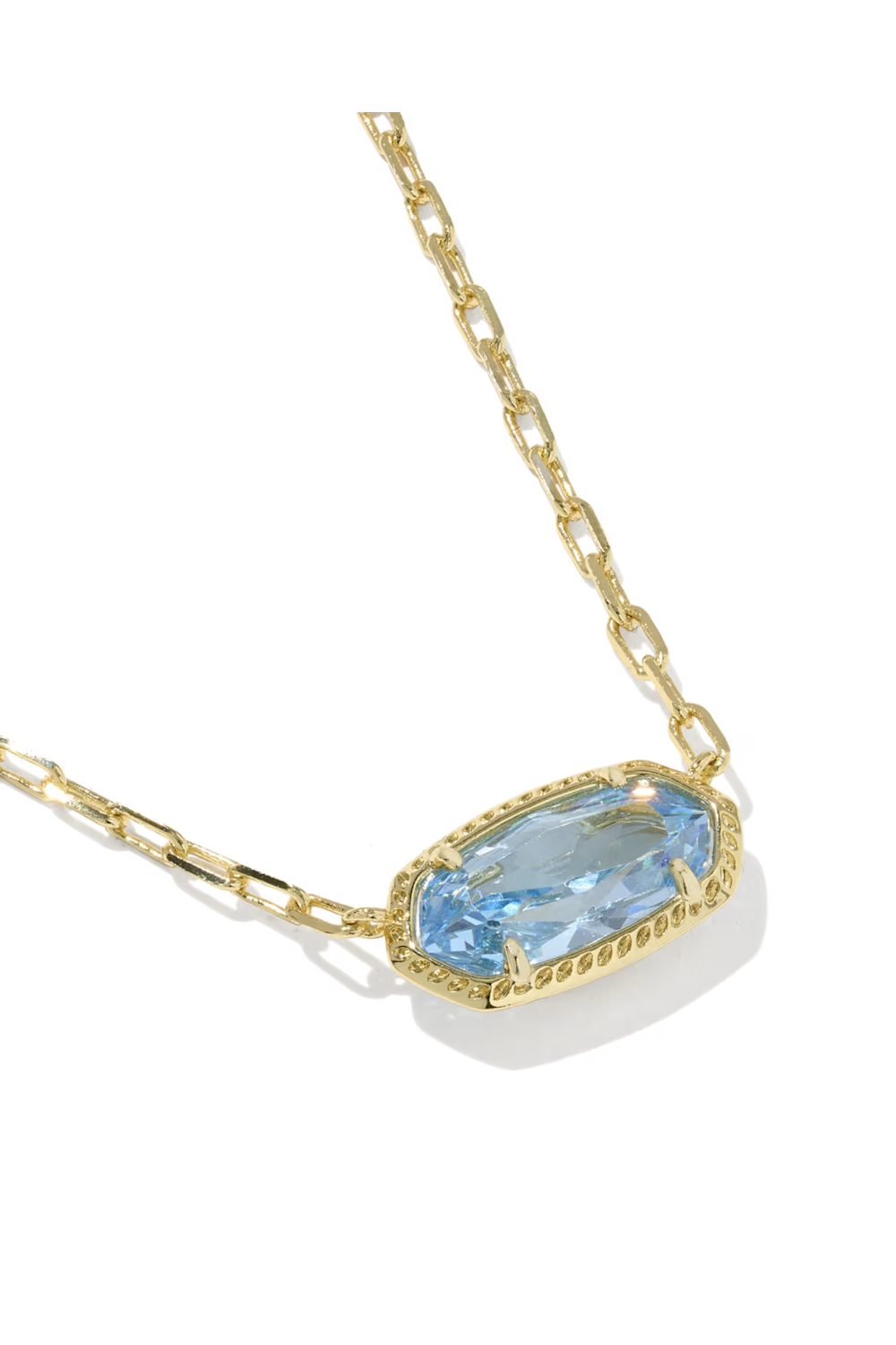 Kendra Scott Elisa Luxe Gold Short Pendant Necklace in Light Blue CZ