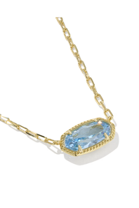 Kendra Scott Elisa Luxe Gold Short Pendant Necklace in Light Blue CZ