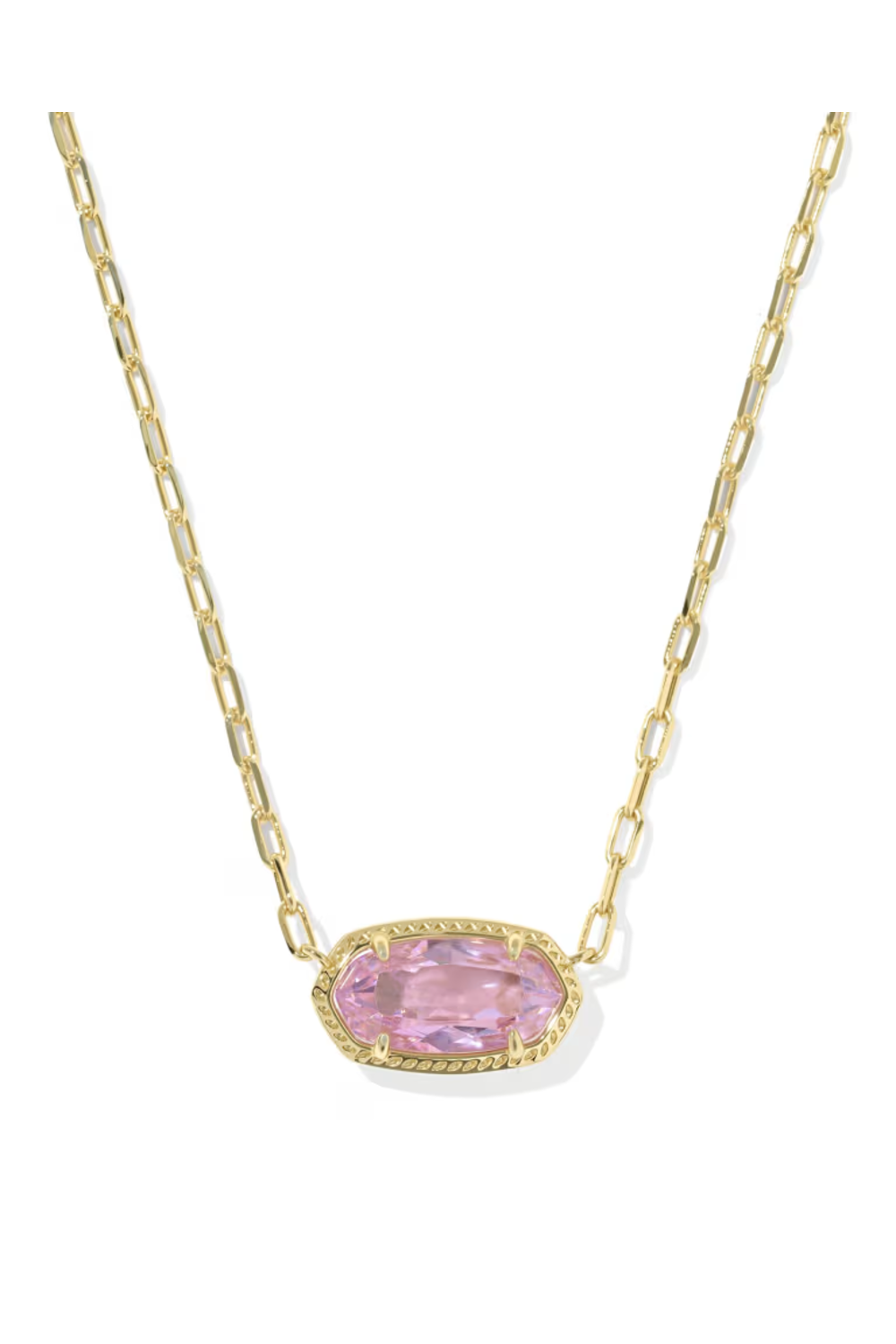 Kendra Scott Elisa Luxe Gold Short Pendant Necklace in Light Pink