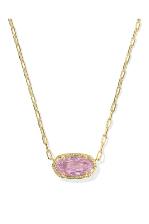 Kendra Scott Elisa Luxe Gold Short Pendant Necklace in Light Pink