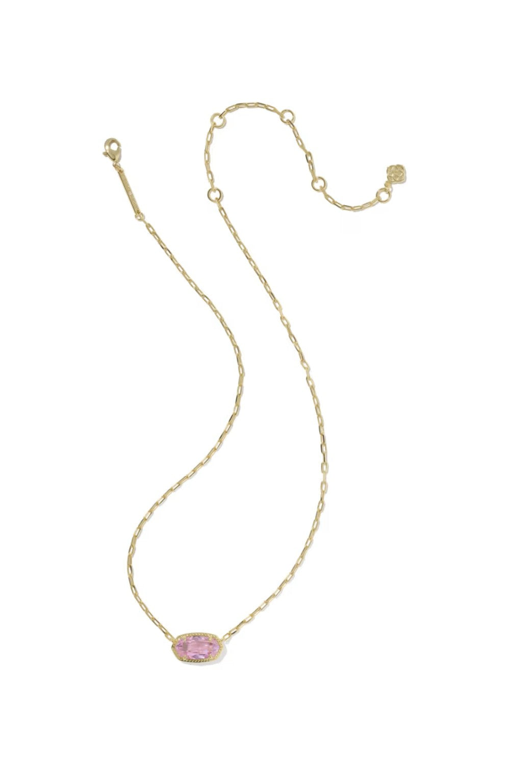 Kendra Scott Elisa Luxe Gold Short Pendant Necklace in Light Pink